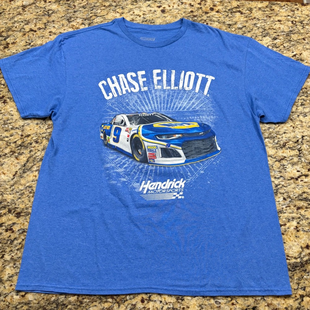 NASCAR Chase Elliott Hendrick Motorsports Blue Graphic T-Shirt Mens XL No 9 v